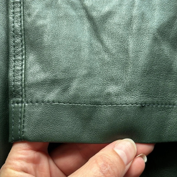 Lafayette 148 New York Spruce Green Mercer Skinny‎ Leg Leather Pants Size 8 - Picture 5 of 13